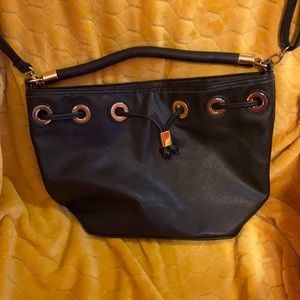 Black pebble leather Just Fab bag
